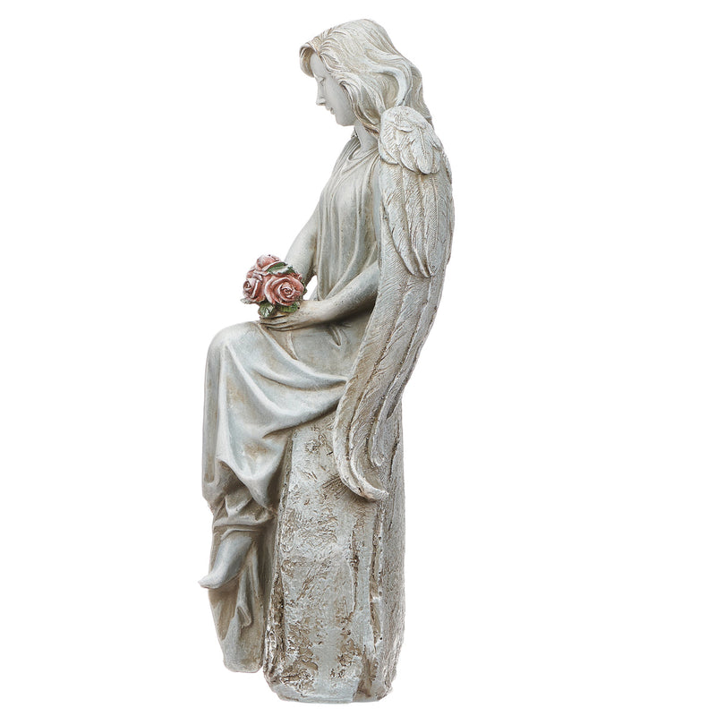 Angel with Flowers Garden Statue 17.75"H
