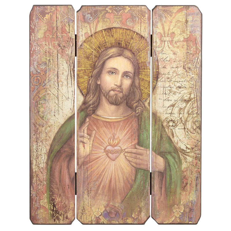 Sacred Heart of Jesus Decorative Wood Panel 15" | Roman