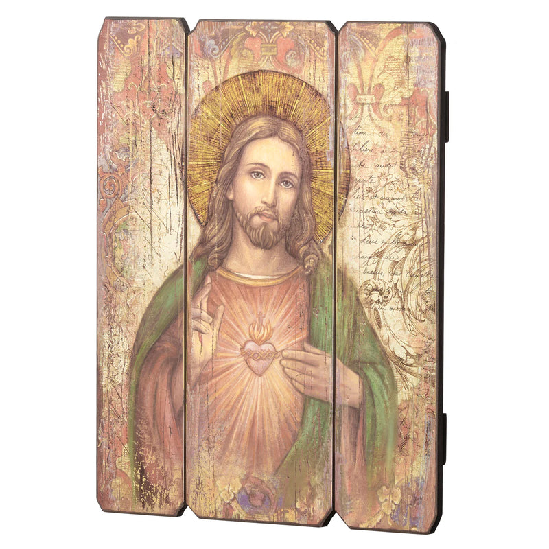 Sacred Heart of Jesus Decorative Wood Panel 15" | Roman