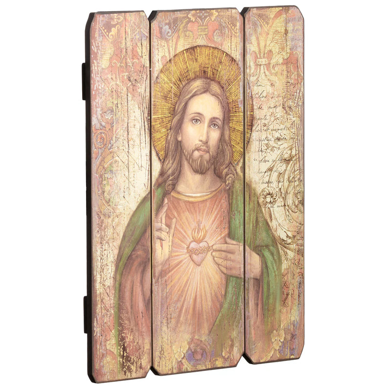 Sacred Heart of Jesus Decorative Wood Panel 15" | Roman