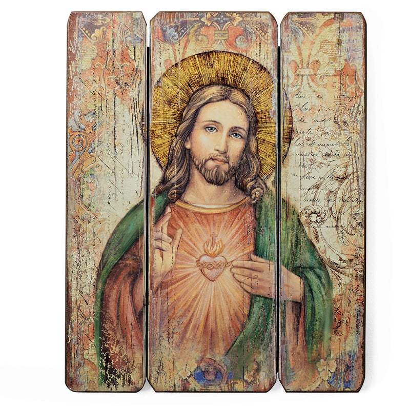 Sacred Heart of Jesus Decorative Wood Panel 15" | Roman