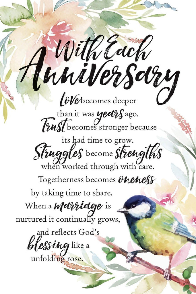 Wall Plaque "With Each Anniversary" 6x9 For Wall or Desk