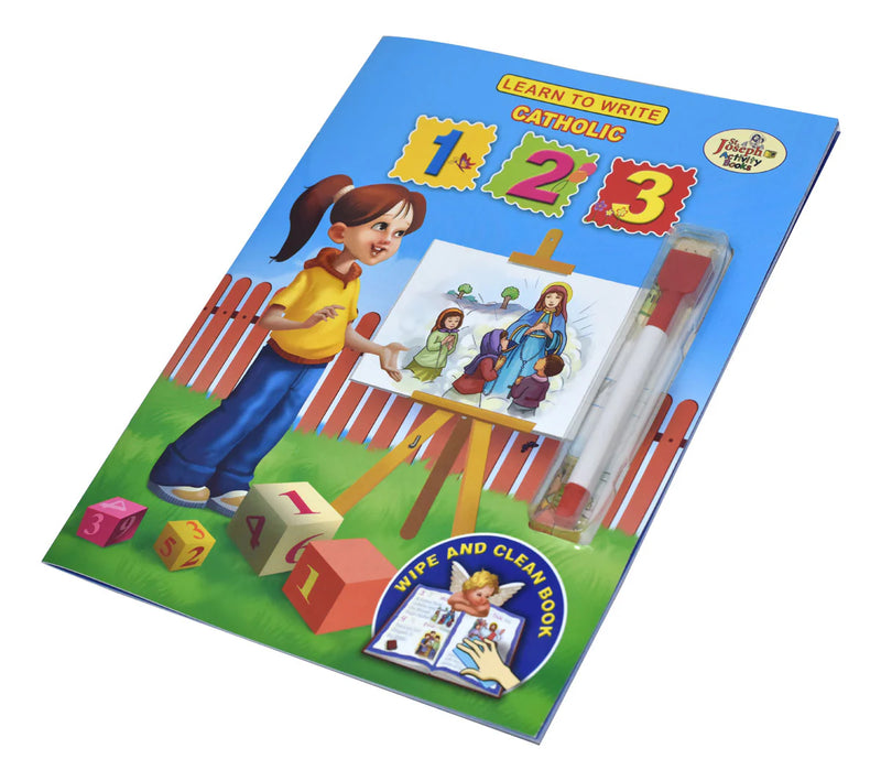 Learn to Write Catholic 123 Wipe and Clean Activity Book for Kids