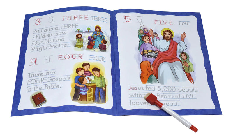 Learn to Write Catholic 123 Wipe and Clean Activity Book for Kids