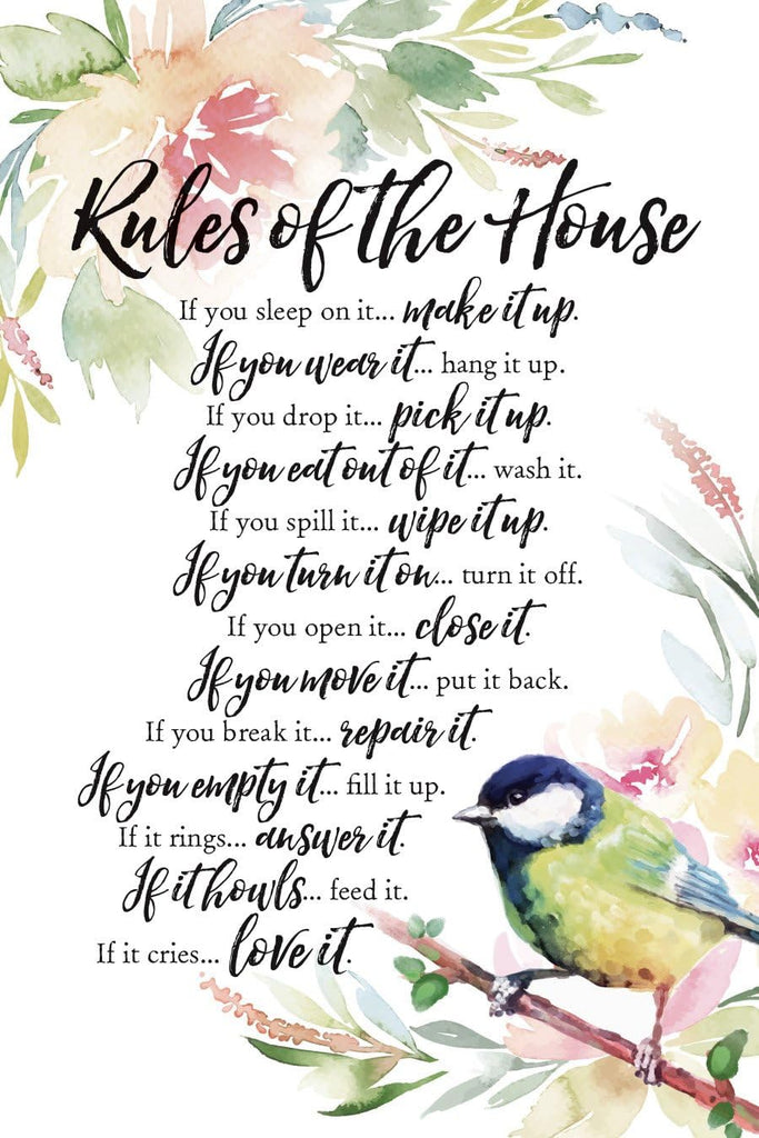 Wall Plaque "Rules of the House" 6x9 For Wall or Desk