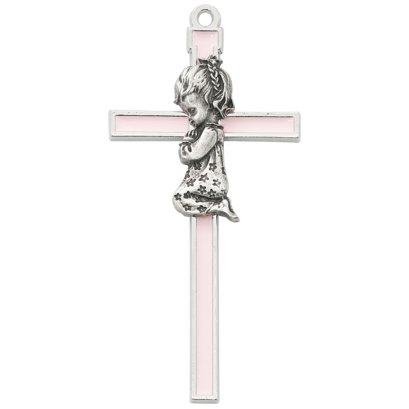 Pink Epoxy Baby Cross for Girl 5"