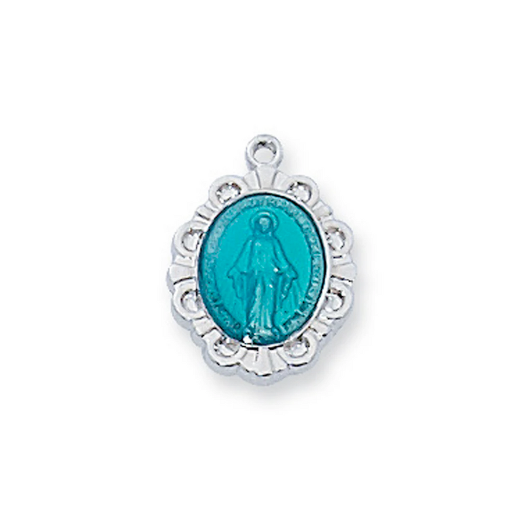 Miraculous Medal - Blue Baby on 13" Chain