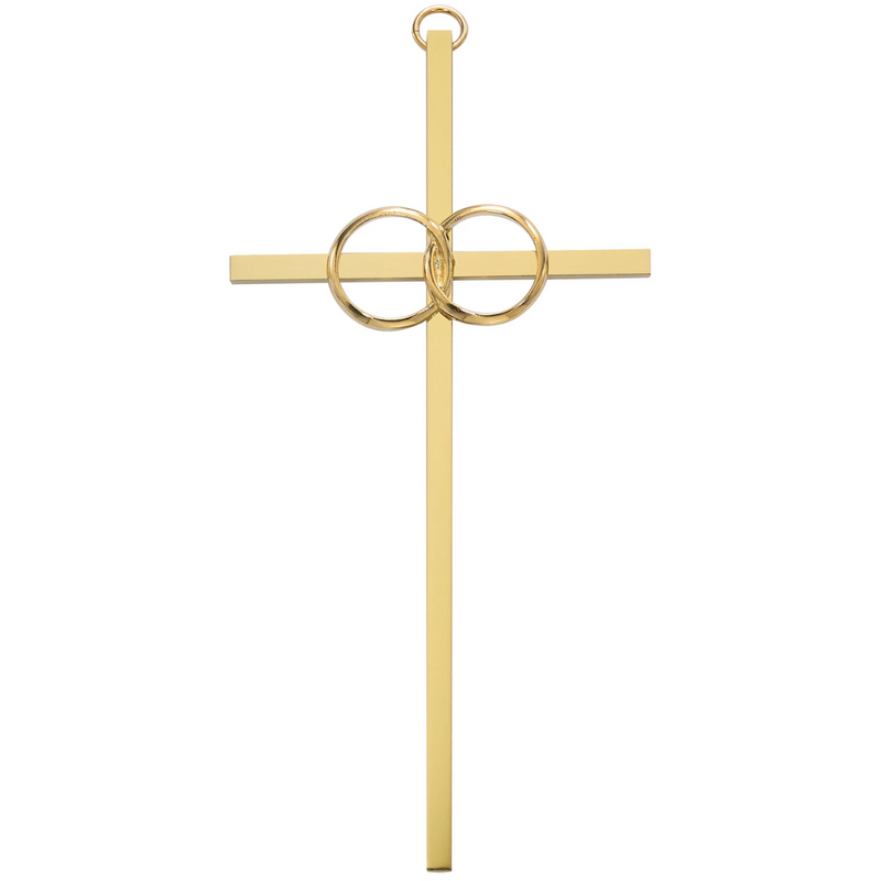 Cross - 8in. Polished Brass Wedding Cross Boxed