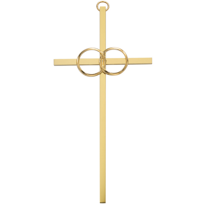 Cross - 6in. Polished Brass Wedding Cross Boxed