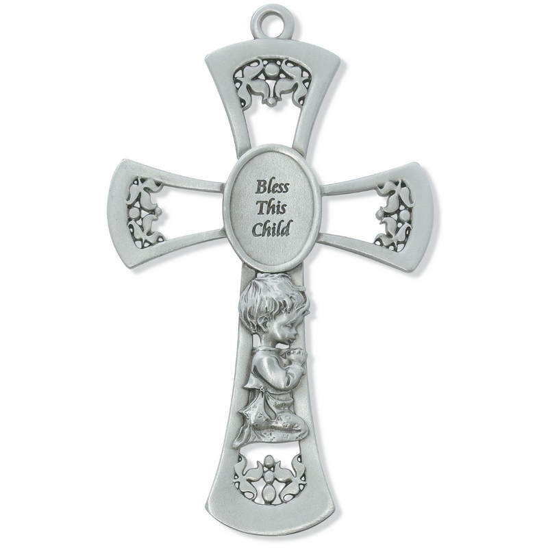 Cross - 6in Pewter Baby Boy's Cross