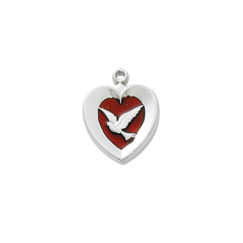 Necklace - Rhodium Plated Red Holy Spirit Pendant Box