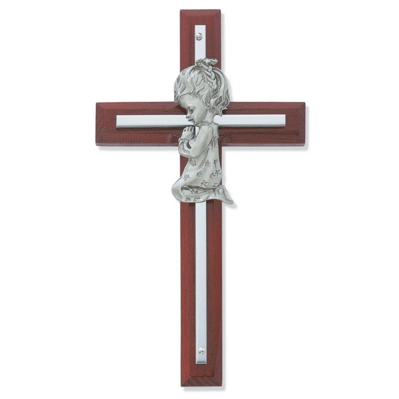 Cross - 6in Cherry Stained Girl's Cross