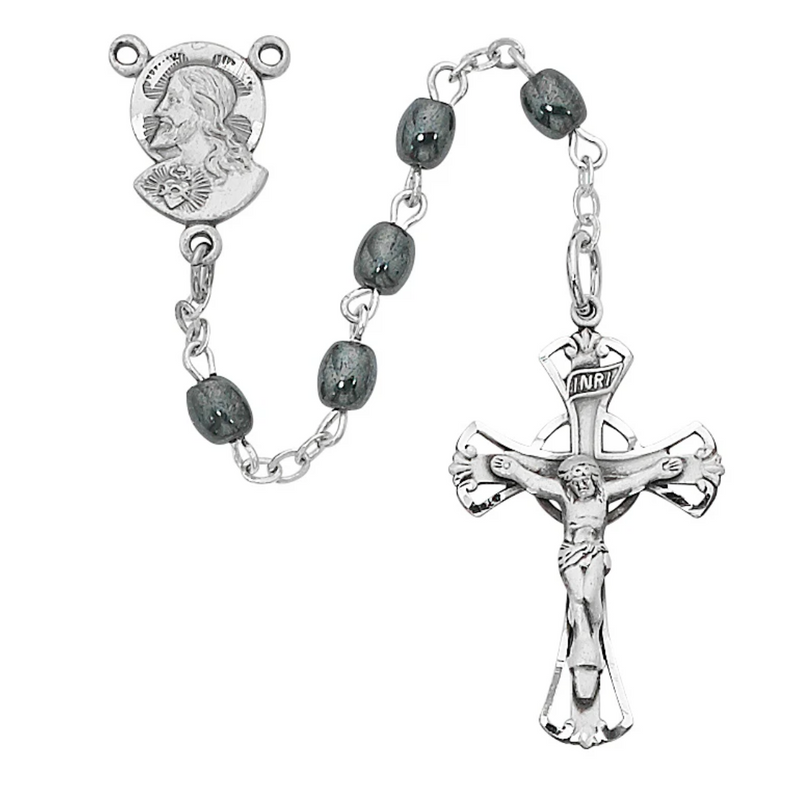 Rosary - Imitation Hematite Youth Rosary Boxed
