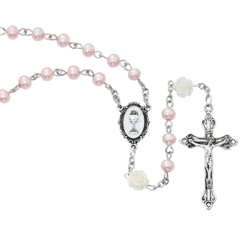 Rosary - 5mm Pink Pearl Communion Rosary