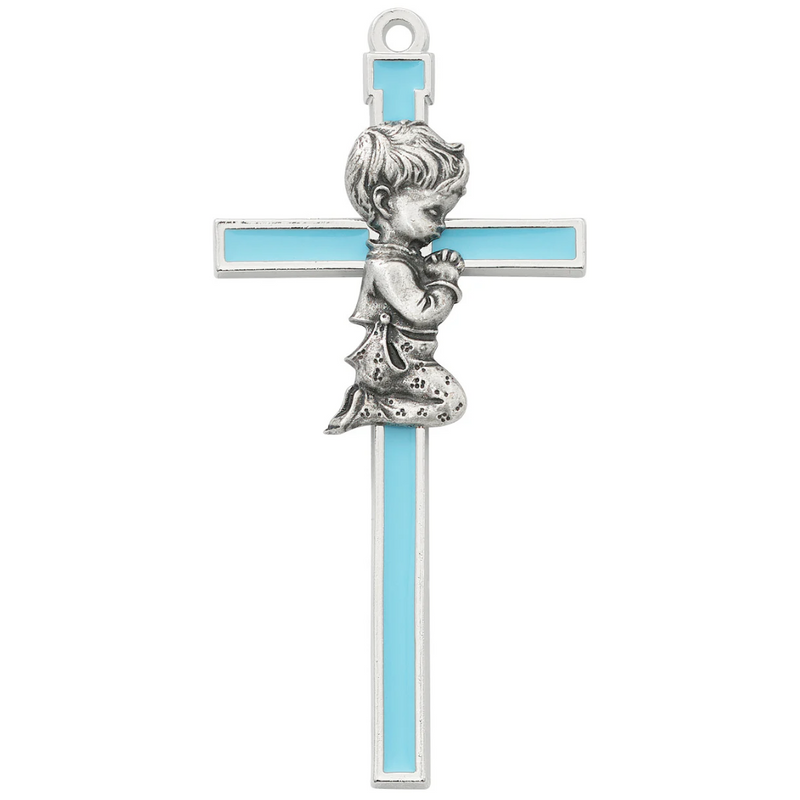 Blue Epoxy Baby Cross for Boy 5"