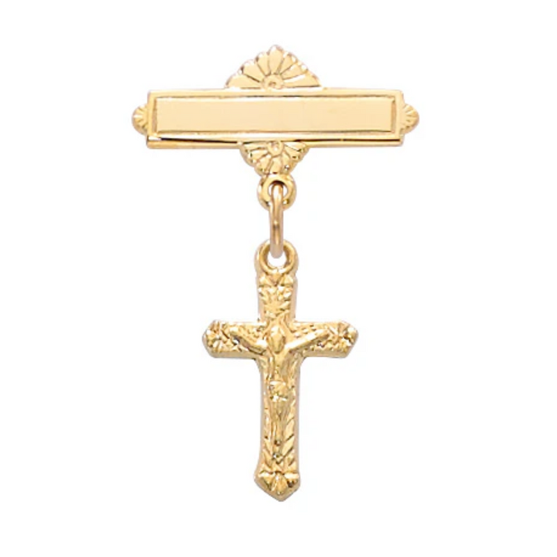 Pin - Gold on Sterling Crucifix Baby Pin Boxed