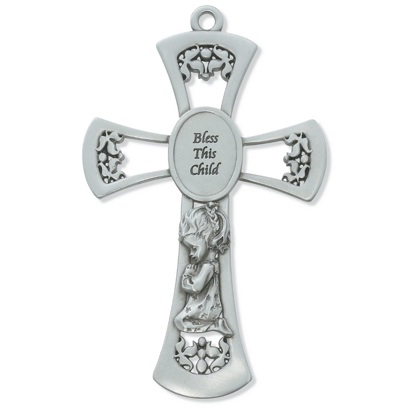 Cross - 6in Pewter Baby Girl's Cross