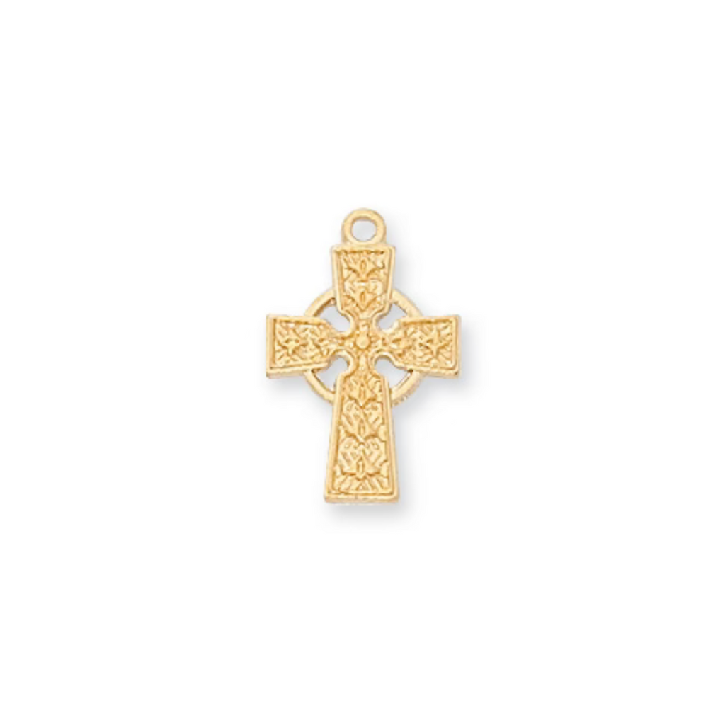 Cross Necklace - Gold on Sterling Celtic Baby Chain and Boxed
