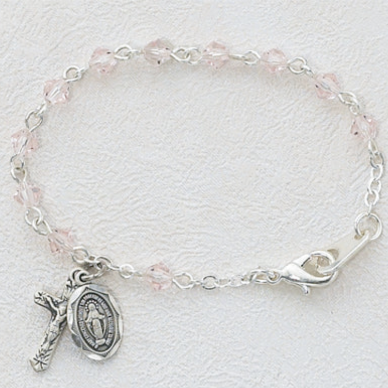 Bracelet - 5 12in Pink Crystal Baby Bracelet