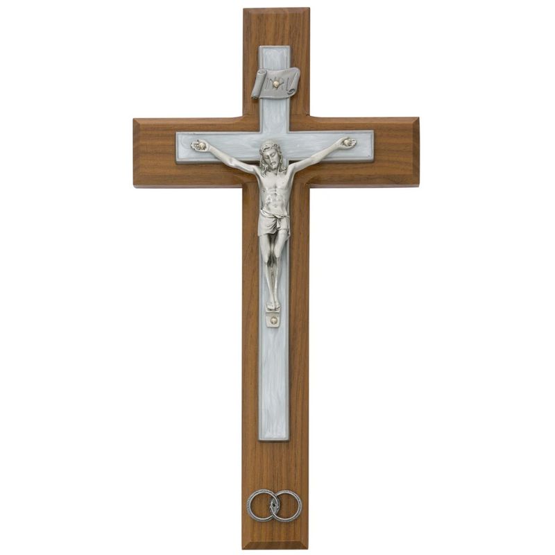 Wedding Crucifix with White Epoxy 10"