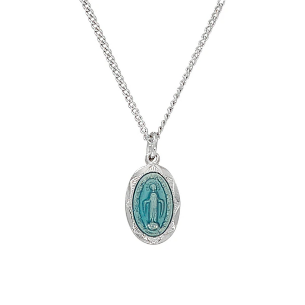 Miraculous Medal - Sterling Blue Baby Pendant Boxed