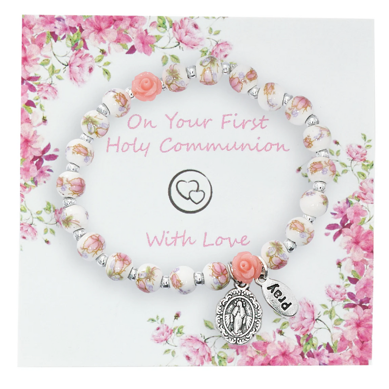 Bracelet - Ceramic Stretch Bracelet in Communion Box