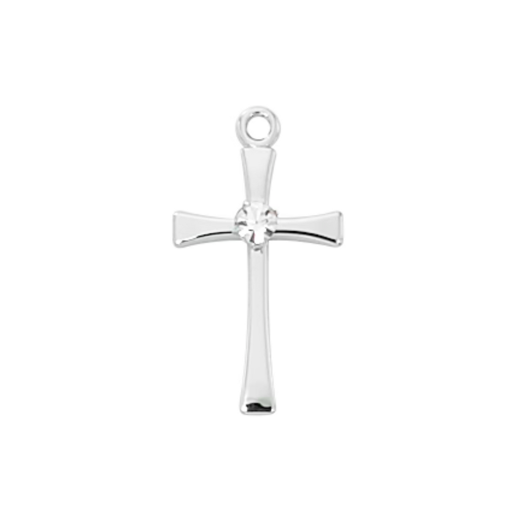 Cross with Crystal Box Sterling Silver