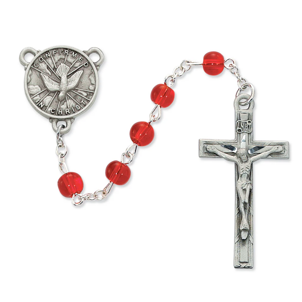 Holy Spirit Rosary - Red Glass Boxed