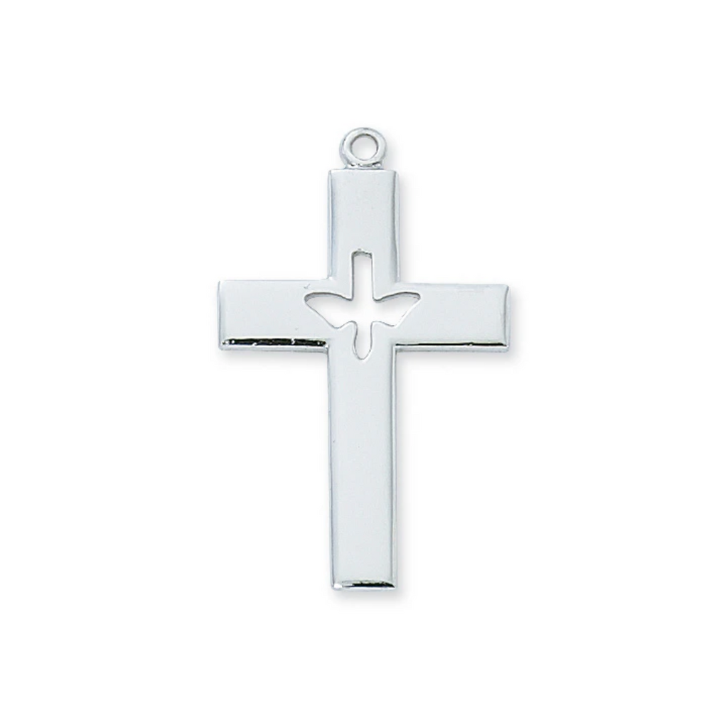 Holy Spirit Cross Necklace 24" Chain