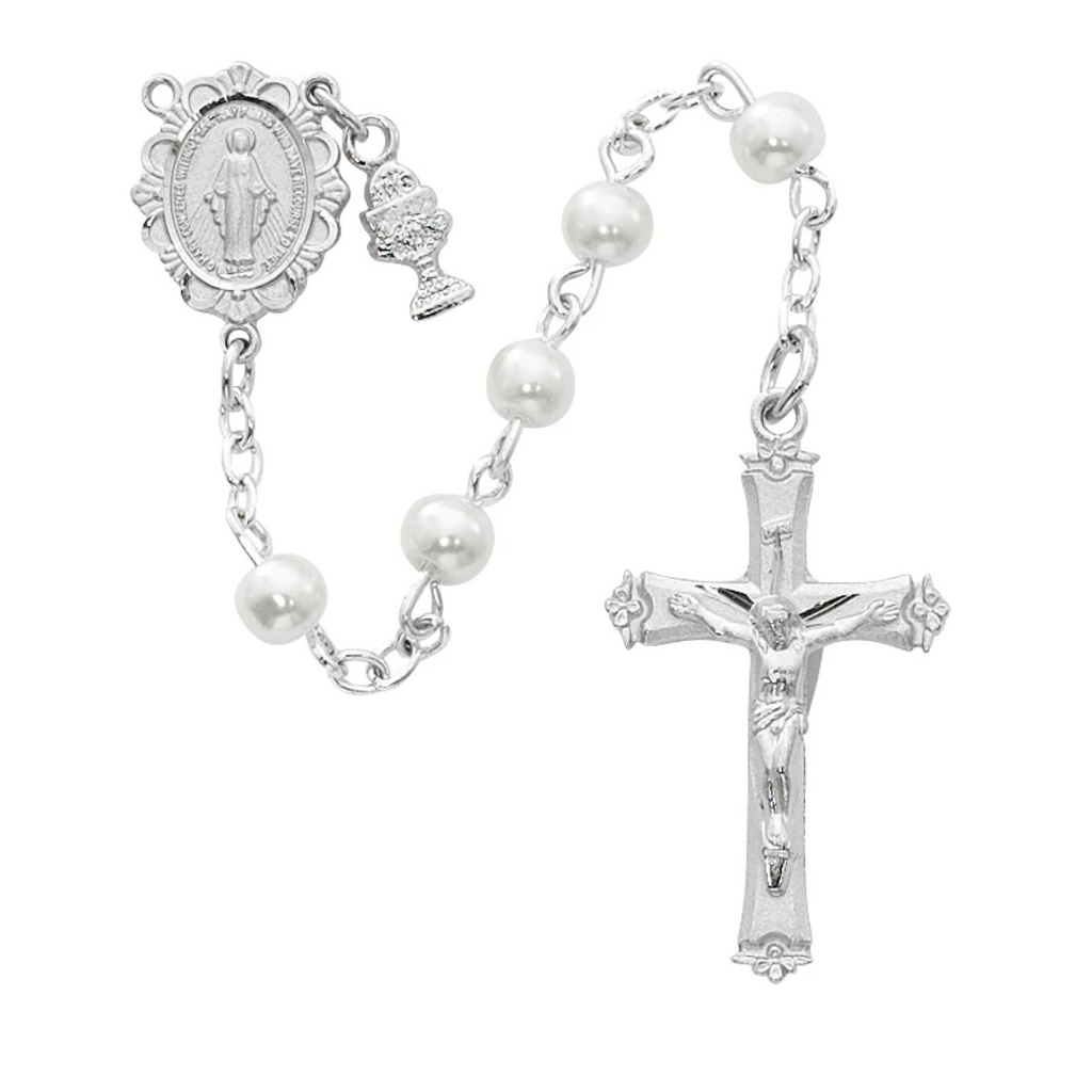 Rosary - Imitation Pearl Communion Rosary Box