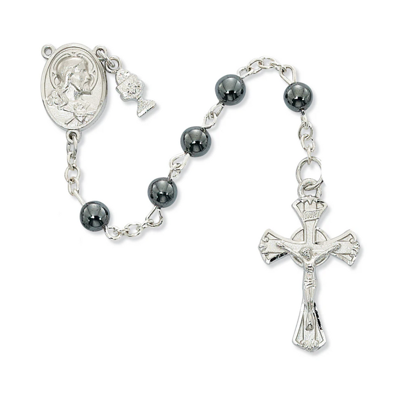 Rosary - Hematite Communion Rosary Box