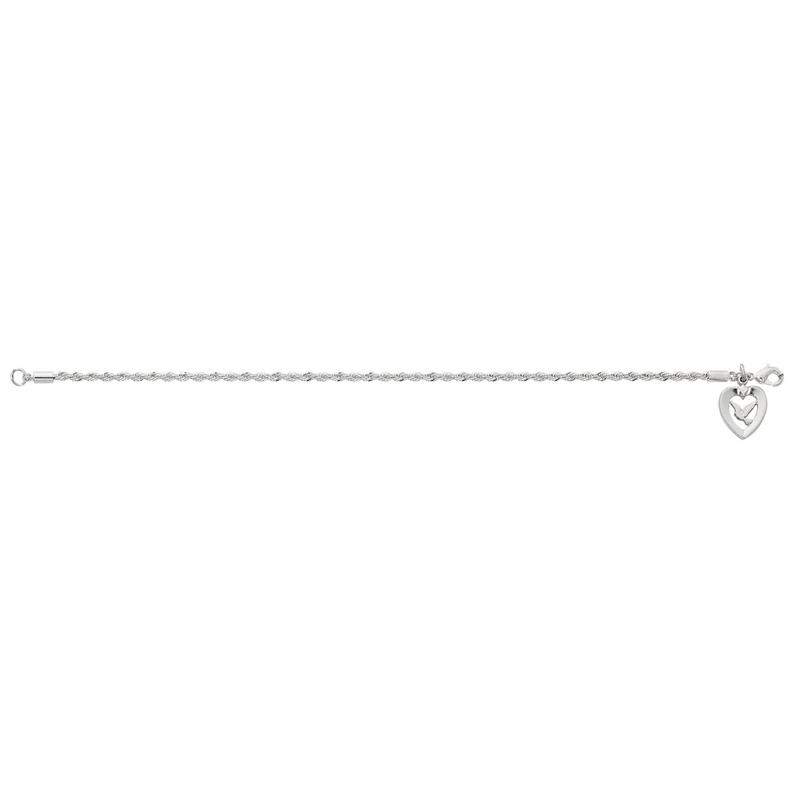 Bracelet - 7.5 in Silver Plated Rope Bracelet, Box