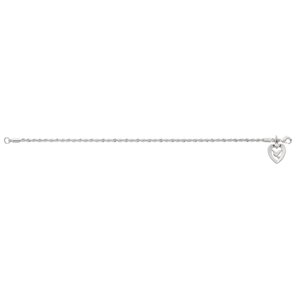 Bracelet - 7.5 in Silver Plated Rope Bracelet, Box