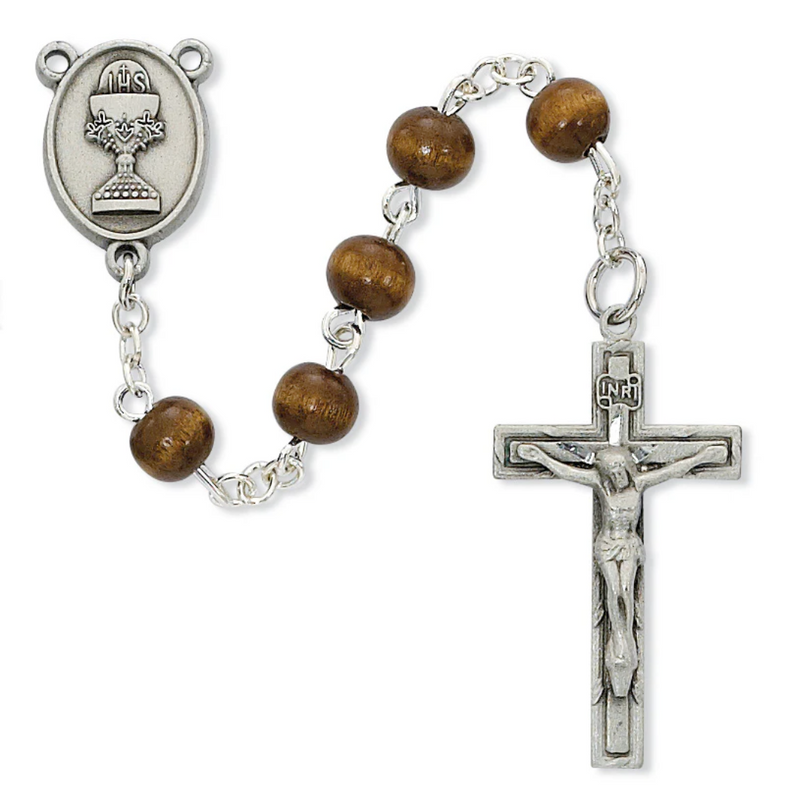 Rosary - Brown Wood Communion Rosary, Boxed