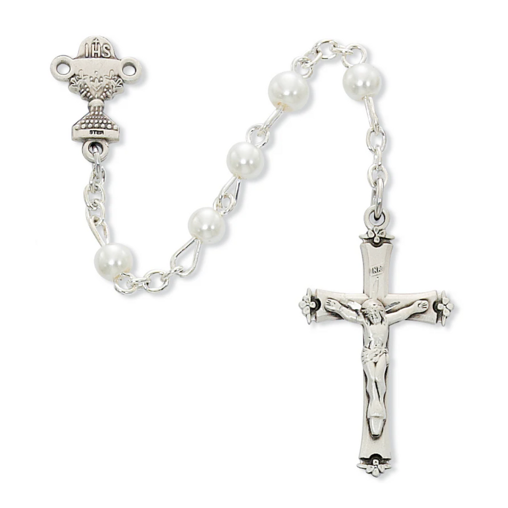 Rosary - Imitation Pearl Communion Rosary Box