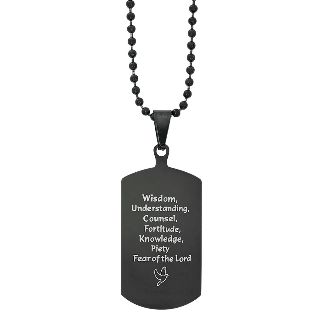 Necklace - Black 7 Gifts Dog Tag Pendant Carded