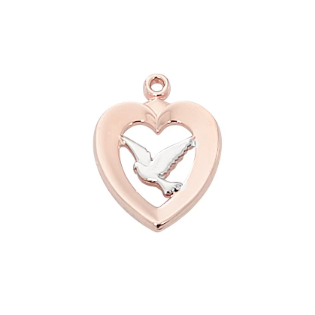 Holy Spirit Heart Pendant on 18" Chain