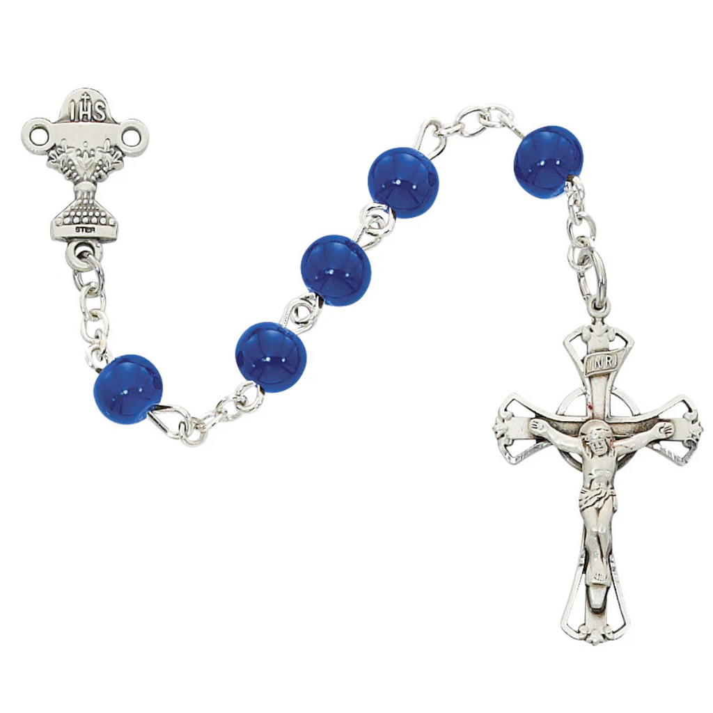 Rosary - Blue Glass Communion Rosary Box