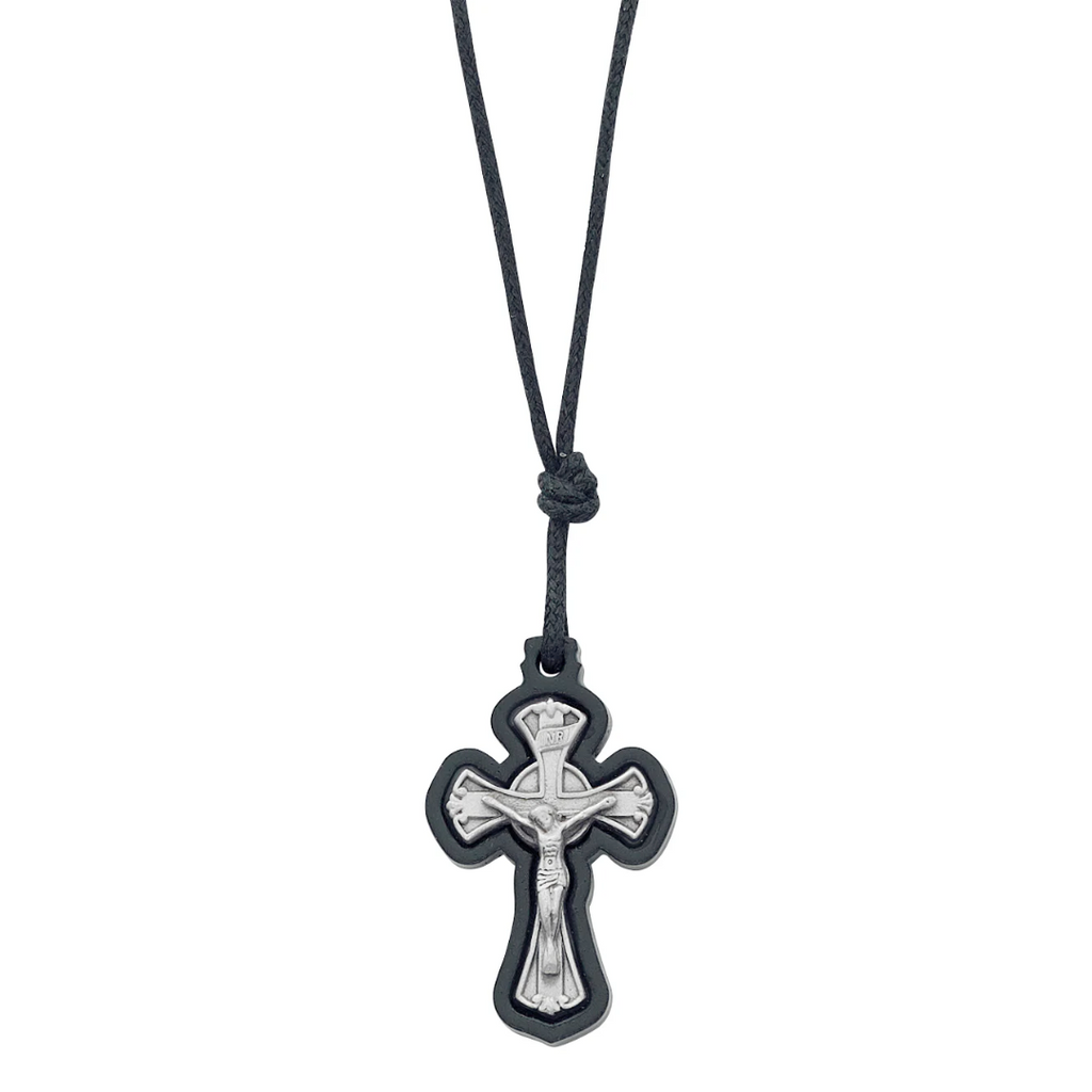 Crucifix Necklace - Black Wood Crucifix Pendant