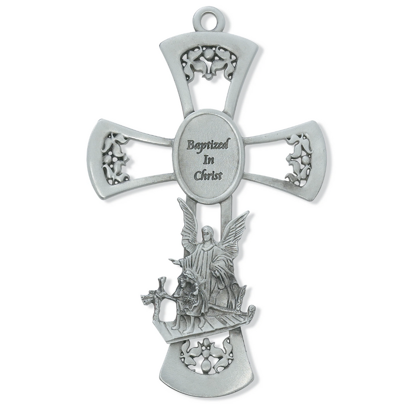 Cross - 6in Pewter Guardian Angel Cross