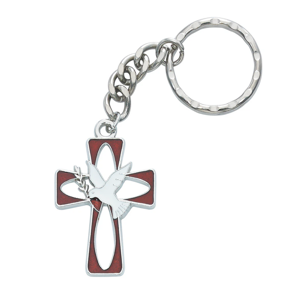 Holy Spirit Key Ring - Red and White Enameled