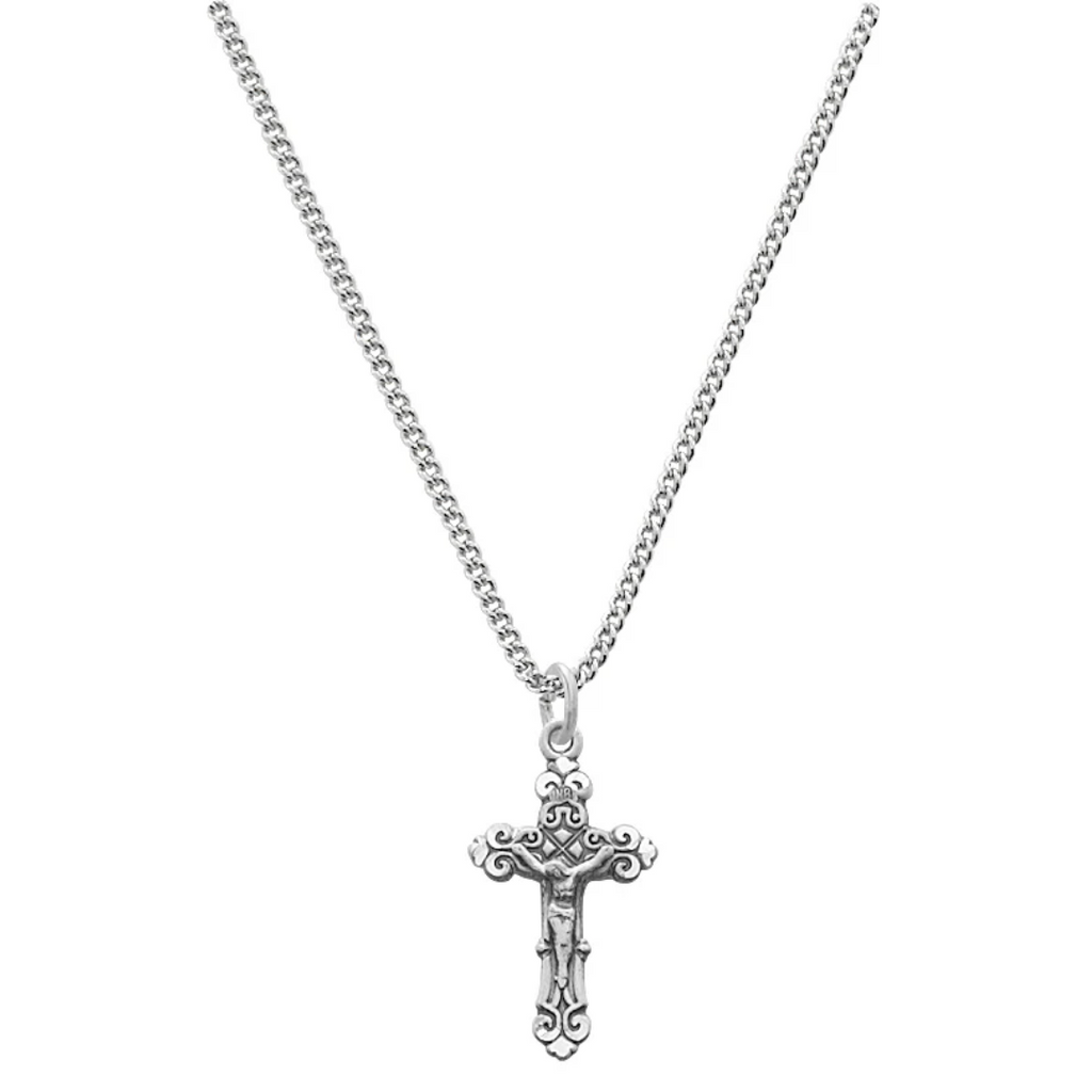Crucifix Necklace for Baby, Sterling Silver 13"