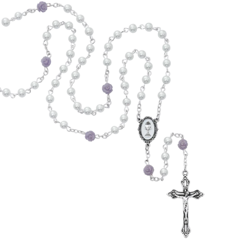 Rosary - 5mm White Pearl Communion Rosary