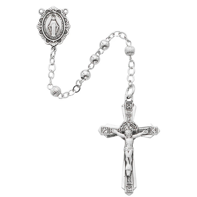 All Sterling Silver Rosary – 4 mm