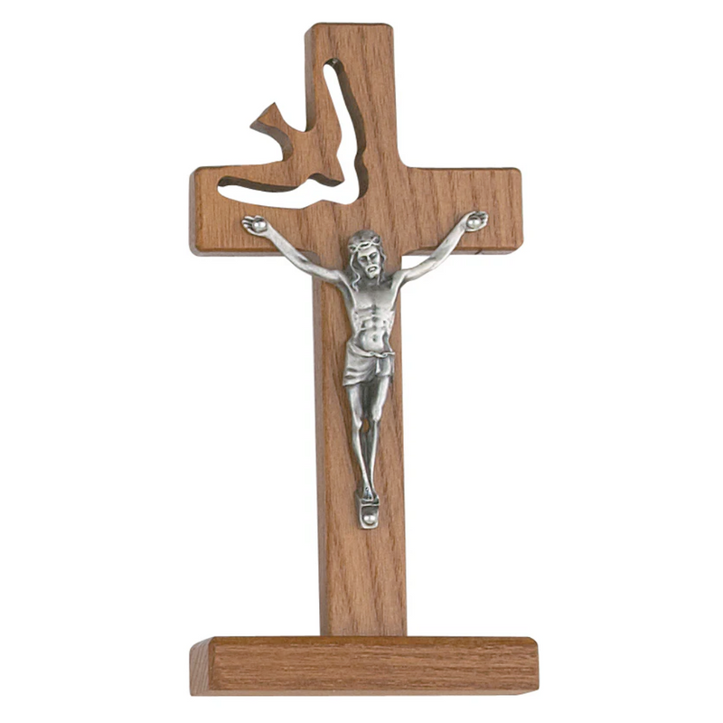 Cross 6in Walnut Standing Holy Spirit Cross Box