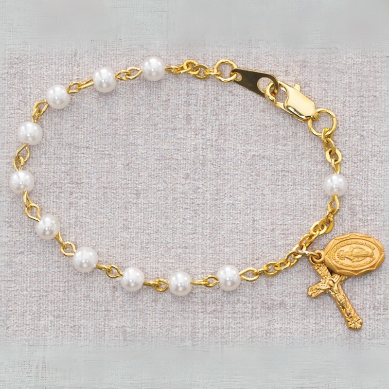 Bracelet - 5 12in Gold Pearl like Baby Bracelet