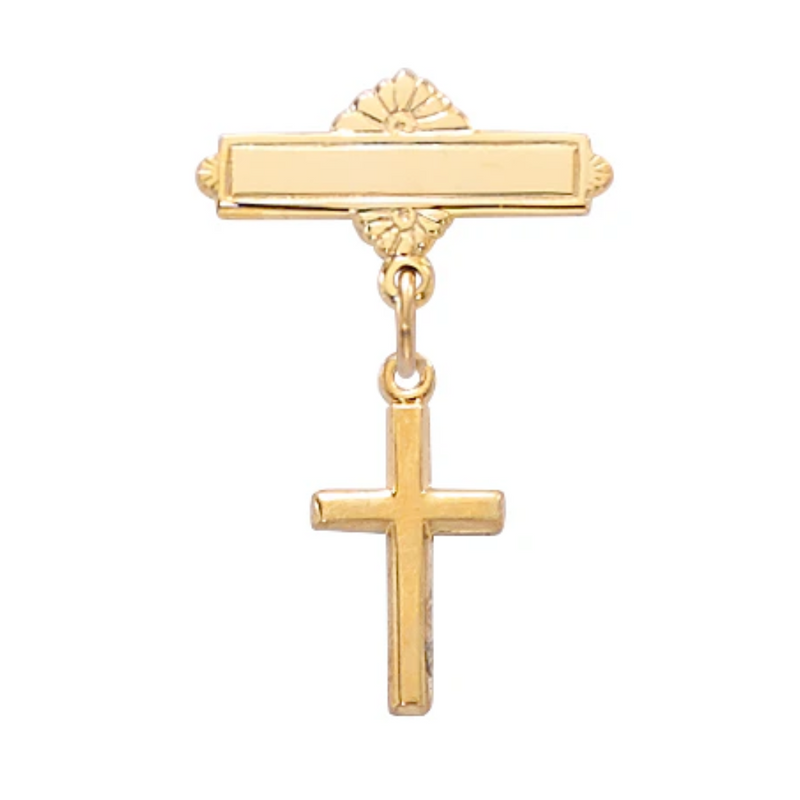 Pin - Gold on Sterling Cross Baby Pin Boxed