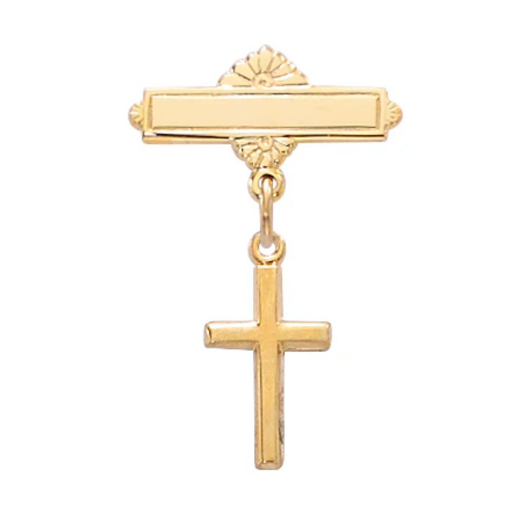 Pin - Gold on Sterling Cross Baby Pin Boxed