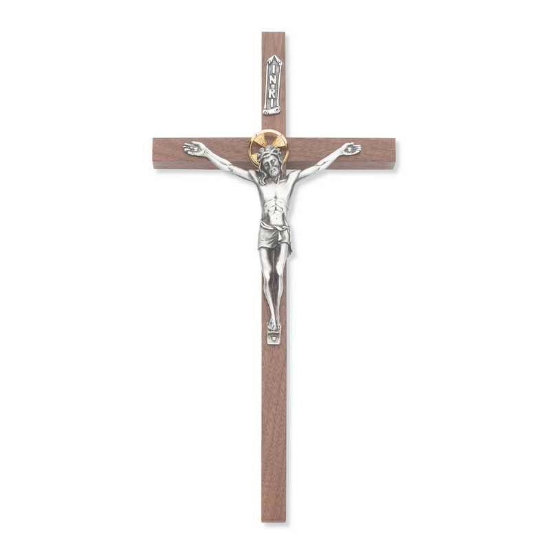 Crucifix - 10" Walnut Stain Crucifix, Boxed