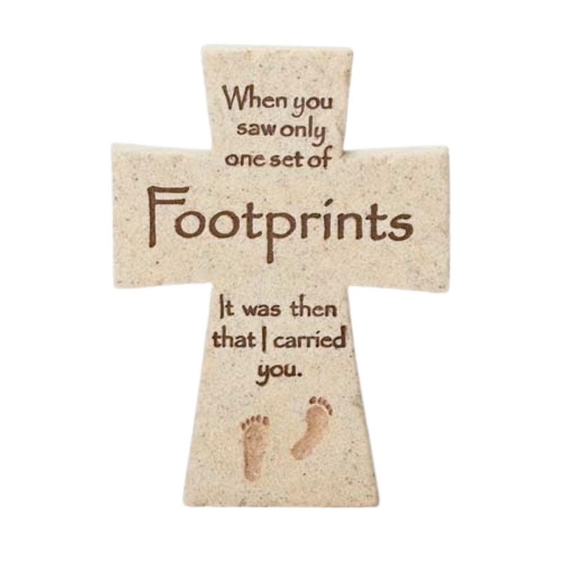 Footprints Cross 4"H